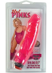 Hot Pinks Devil Dick Jelly Realistic Vibrator Glitter Pink  8.5 Inch