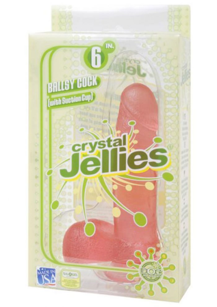 Crystal Jellies Ballsy Cock Sil A  Gel 6 Inch Pink