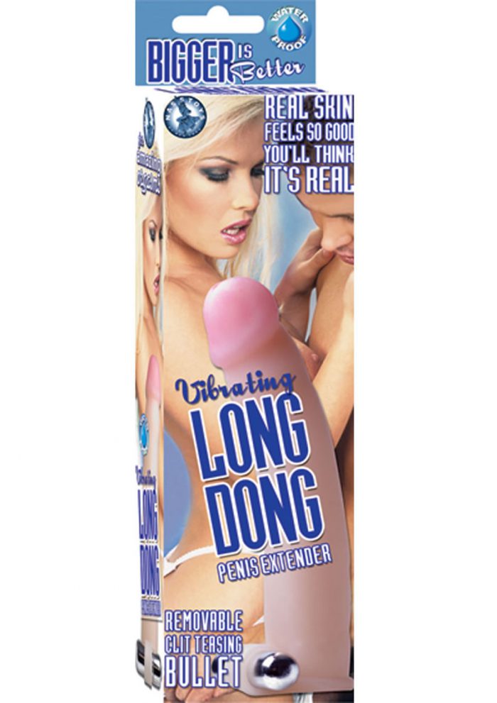 Vibrating Long Dong Penis Extender Waterproof Flesh