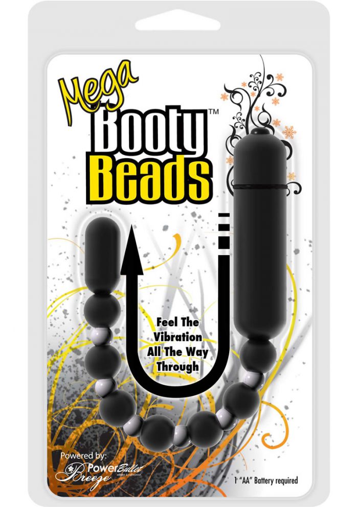 Mega Booty Beads Anal Toy Waterproof Vibrating 12 Inch Black