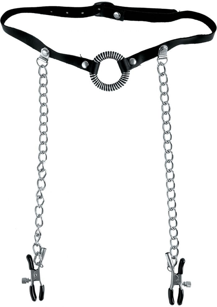 Fetish Fantasy Series Limited Edition O-Ring Gag and Nipple Clamps Black