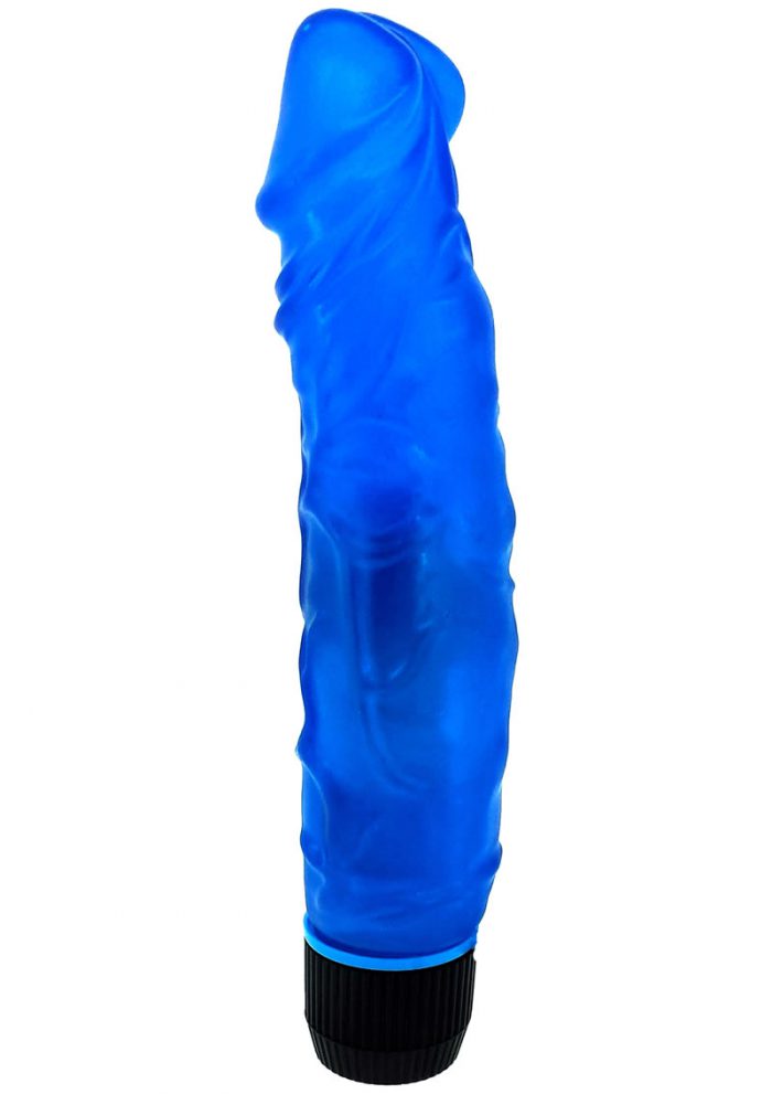 Jelly Caribbean Number 5 Realistic Vibrator Waterproof Blue 9 Inch