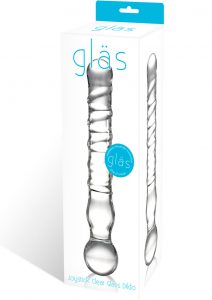 Joystick Textured Glass Dildo Clear