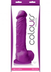 Colours Pleasures Realistic Silicone Dong With Balls Purple 8 Inch