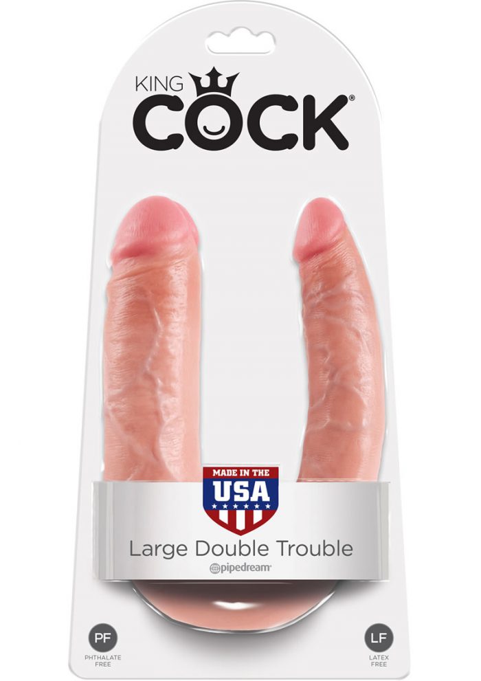 King Cock U-Shaped Large Double Trouble Dildo Flesh