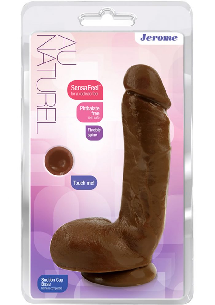 Au Naturel Jerome Realistic Dildo Waterproof Brown 8.75 Inch