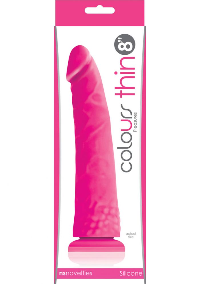 Colours Pleasures Thin Silicone Dong Pink 8 Inch