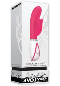 Disco Bunny Silicone Rechargeable Dual Vibe Pink 4 Inch