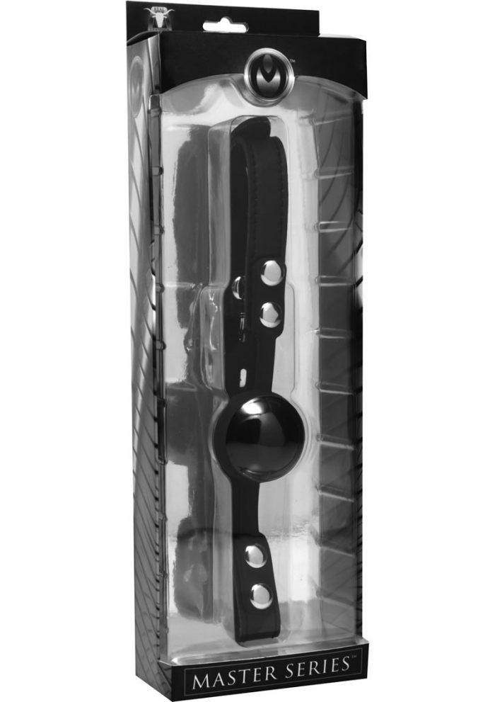 Master Series Hush Locking Silicone Comfort Ball Gag Black 1.65 Inch Diameter