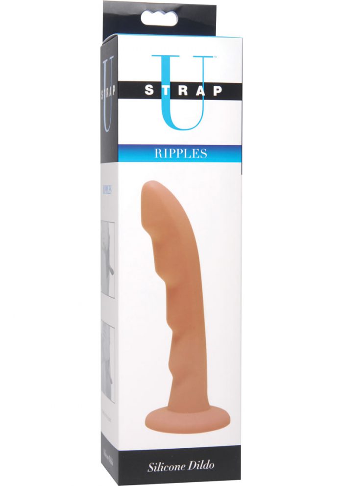 Strap U Ripples Silicone Dildo Flesh 6.75 Inch