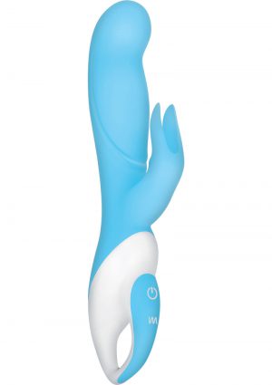 Raging Rabbit Silicone Rechargeable Vibe Waterproof Blue 8 Inch
