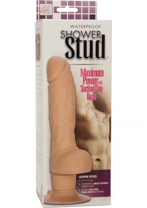 Shower Stud Super Stud Vibrating Dildo Waterproof Ivory 5 Inch