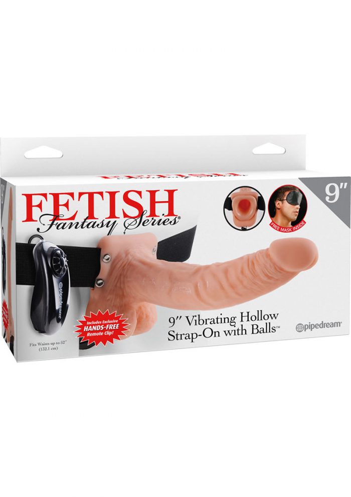 Fetish Fantasy Series Vibrating Hollow Strap On With Balls Wired Remote Flesh 9 Inch