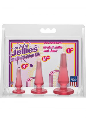 Crystal Jellies Anal Initiation Anal Plug Kit Pink 3 Sizes Per Set