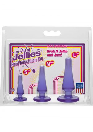 Crystal Jellies Anal Initiation Anal Plug Kit Purple 3 Sizes Per Set