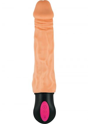 Natural Realskin Hot Cock #3 USB Rechargeable Warming Realistic Vibrator Waterproof Flesh 8 Inch