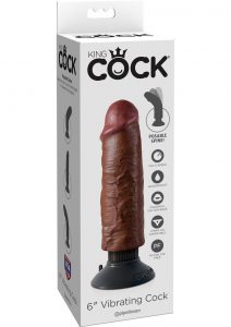 King Cock Vibrating Realistic Dildo Waterproof Brown 6 Inch