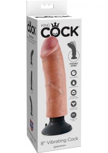 King Cock Vibrating Realistic Dildo Waterproof Flesh 8 Inch