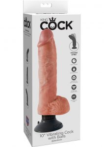 King Cock Vibrating Realistic Dildo Waterproof Flesh 10 Inch