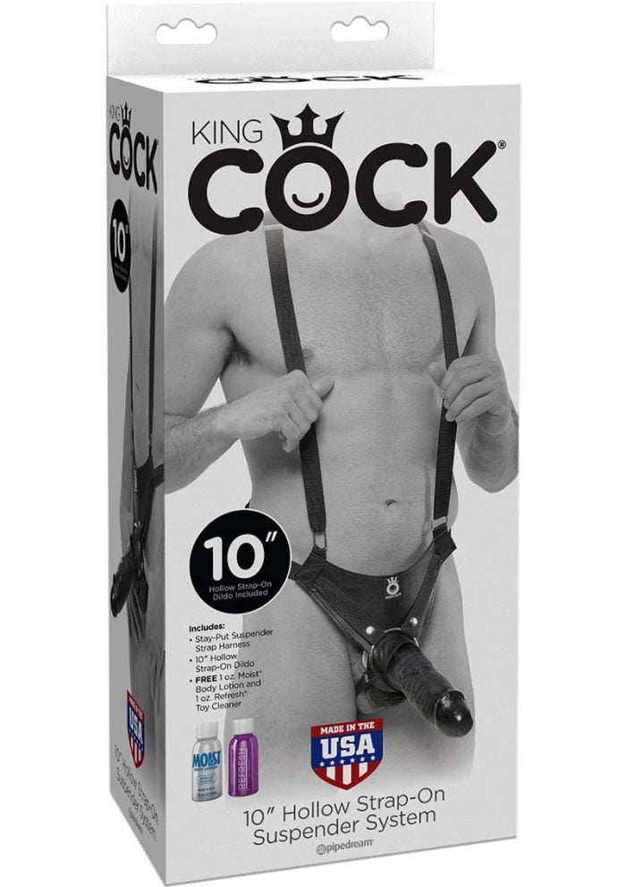 King Cock Hollow Strap-On Suspender System Kit Black 10 Inch