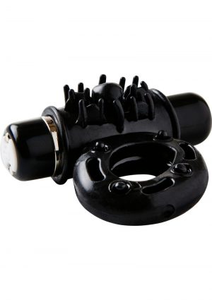 Nu Sensuelle Bullet Ring 7 Function Silicone Rechargeable C Ring Waterproof Black