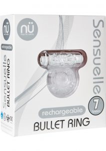 Nu Sensuelle Bullet Ring 7 Function Silicone Rechargeable C Ring Waterproof Clear