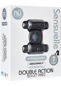 Nu Sensuelle Double Action 7 Function Silicone Rechargeable Bullet Ring Waterproof Black