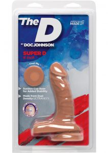 The D Super D Dual Density Ultraskin Realistic Dong With Balls Caramel 6 Inch