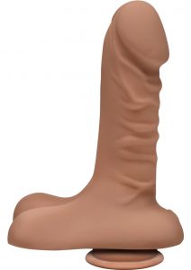 The D Super D Dual Density Ultraskin Realistic Dong With Balls Caramel 6 Inch