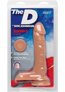 The D Super D Dual Density Ultraskin Realistic Dong With Balls Vanilla 7 Inch