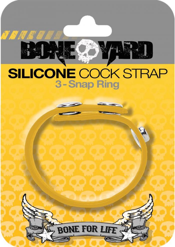 Bone Yard Silicone Cock Strap 3 Snap Ring Yellow