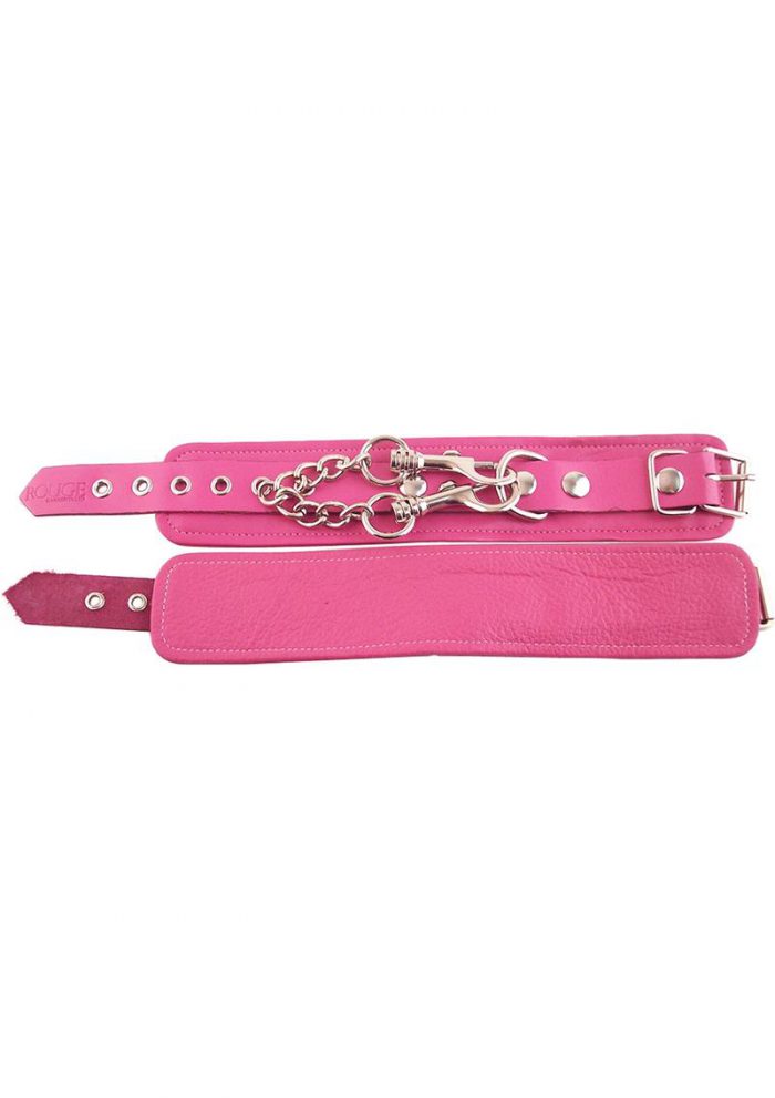 Rouge Plain Leather Wrist Cuffs Pink