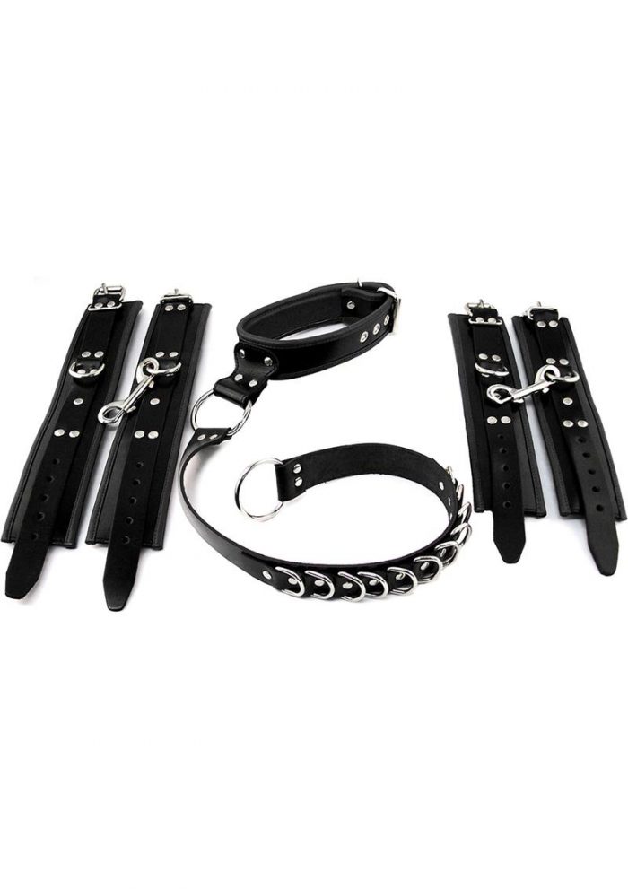 Rouge Leather Adjustable D Ring Hogtie Black