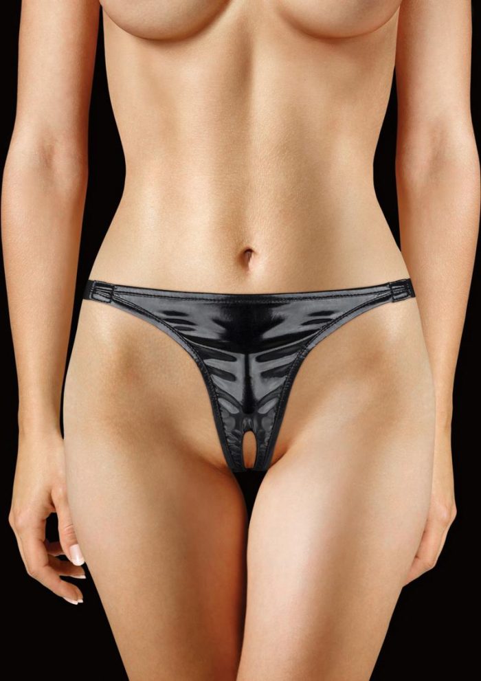 Ouch Adjustable Vibrating Panty With Bullet And Pleasure Hole Waterproof Black