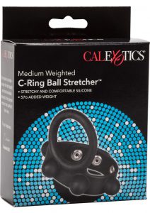 Medium Weighted C-Ring Ball Stretcher Silicone Cockring Black