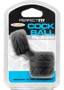 Perfect Fit Cock And Ball Ring And Stretcher Black
