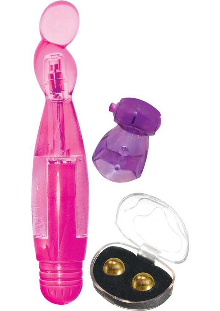 Lovers Kit 1 For Him And Her Vibrator Vibrating Cock Ring BenWa Balls Waterproof Pink Purple Gold