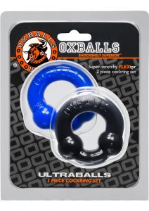 Oxballs Ultraballs Cockring Set 2 Each Per Set Black And Police Blue