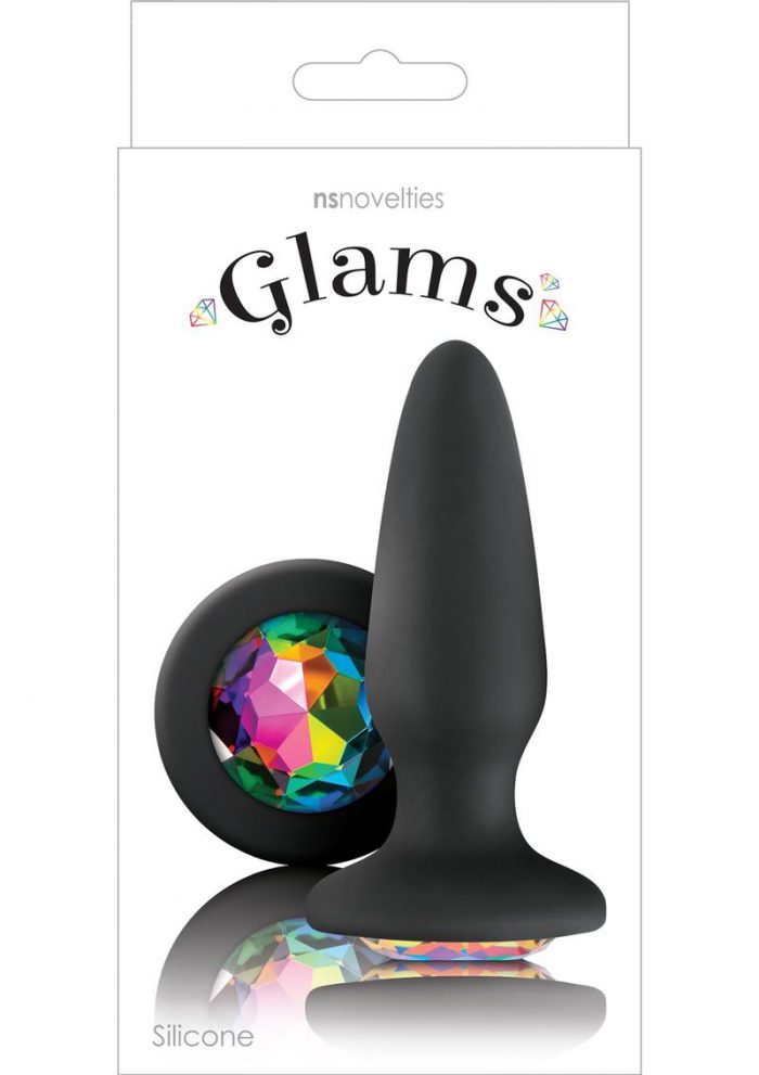 Glams Silicone Anal Plug Black Rainbow Gem