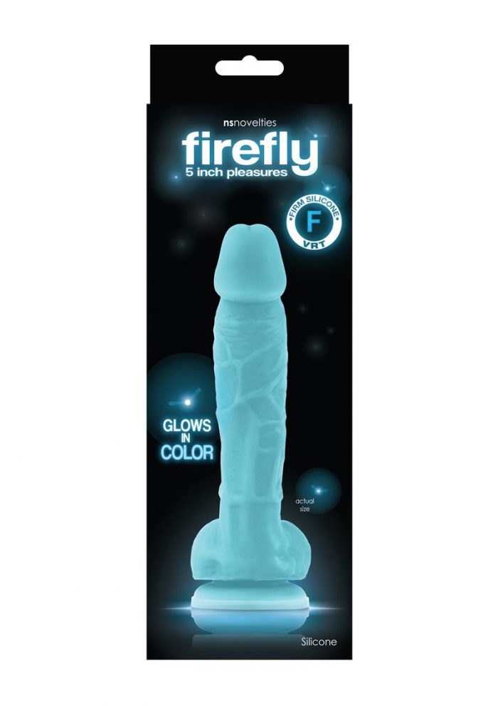Firefly Pleasures Glow In The Dark Silicone Realistic Dong Blue 5 Inch