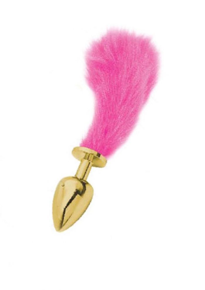 Athena Small Gold Plated Plug With Short Tail Pink