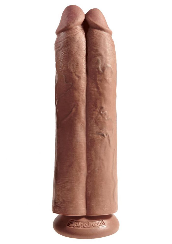 King Cock Two Cocks One Hole Realistic Dildo Tan 11 Inch