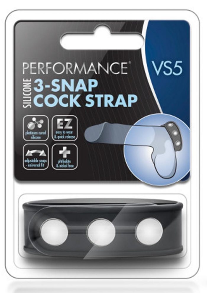 Performance VS5 Silicone 3 Snap Cock Strap Black