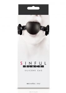 Sinful Silicone Gag With Vinyl Adjustable Straps Black