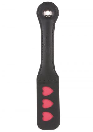 Leather Impression Paddle Heart 12 Inch Black