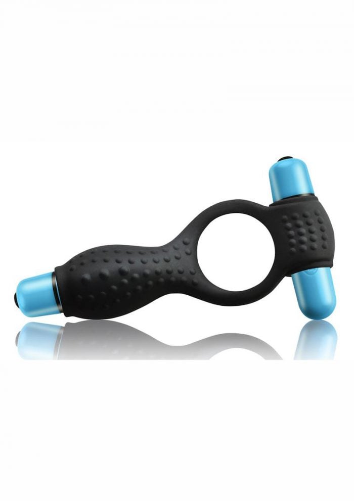 Remix 7 Speed Vibrating Silicone Couples Cock Ring Waterproof Black And Blue