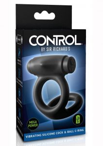 Sir Richards Control Vibe Cock And Ball Cock Ring Silicone Rechargeable Waterproof Black