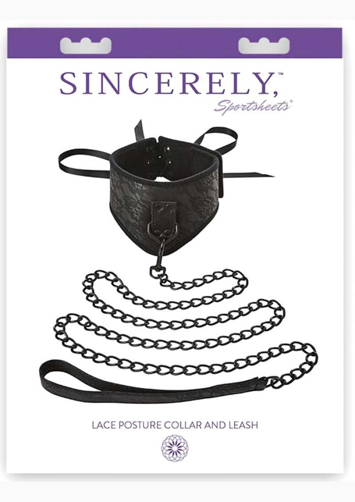 Sincerely Sportsheets Lace Posture Collar And Leash Black