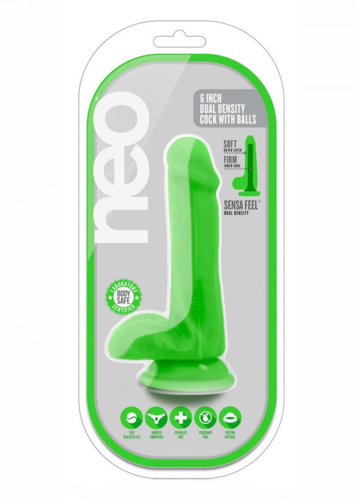 Neo Dual Density Realistic Cock With Balls Green 6 Inch