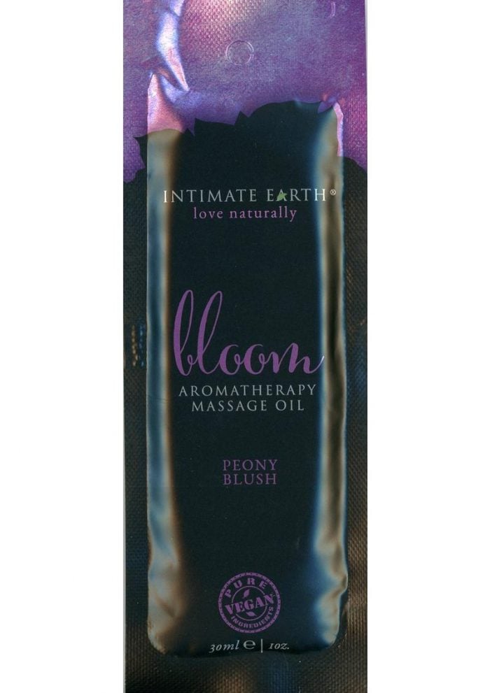 Intimate Earth Bloom Aromatherapy Massage Oil Peony Blush Foil Pack 1 Ounce
